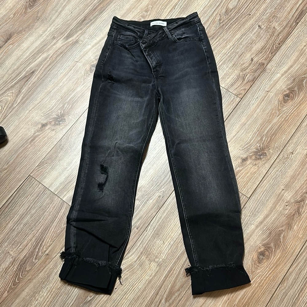 Women’s Flying Monkey Asymmetrical Destructed Straight denim